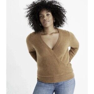 Madewell Wrap Front Harvest Wool Alpaca Coziest Yarn Pullover Sweater Size XS